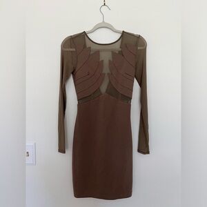 Sheer long sleeve mini dress